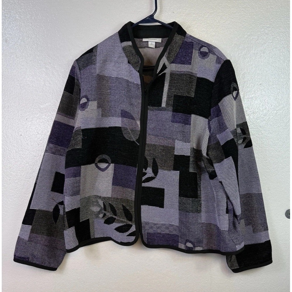 Dress Barn Tapestry Sweater Dress Cardigan Sz XL Purple Black Career Church